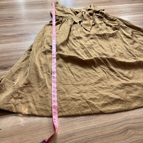 MIMI Maternity Gold One-Shoulder Bow Front Midi Dress Size M - Picture 3 of 7